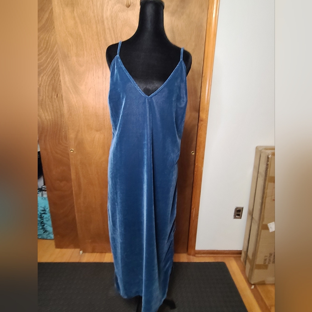 Old Navy Blue Velvet Maxi Dress